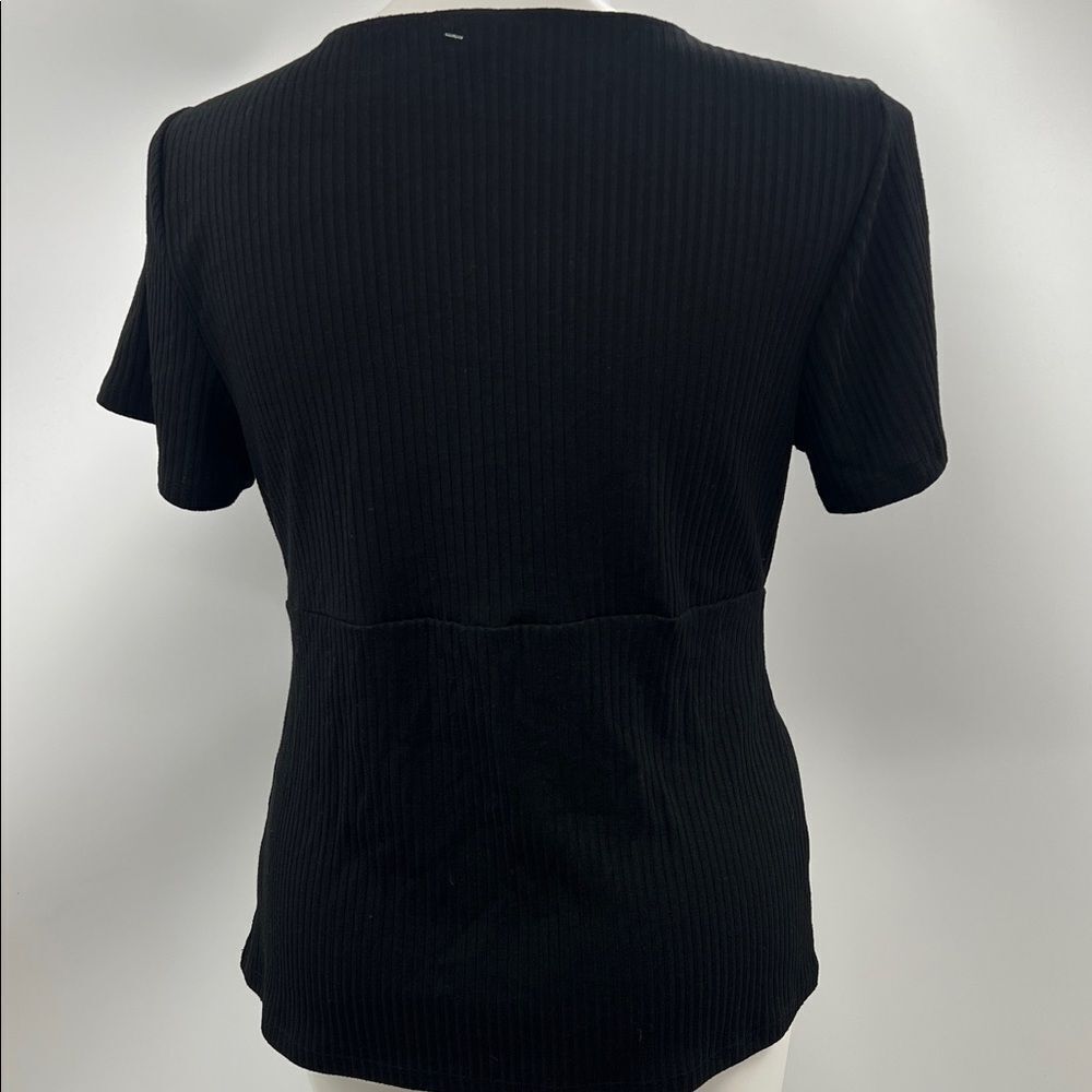 Torrid Black Ribbed V-Neck Blouse - Picture 5 of 5